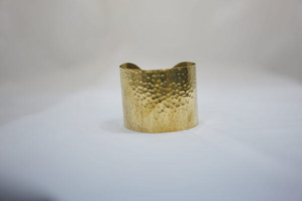 Handmade Wide Hammered Brass Cuff Bracelet – Silver Finish