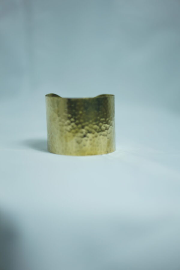 Handmade Wide Hammered Brass Cuff Bracelet – Silver Finish - Image 3