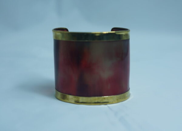 Vintage Red Horn & Brass Cuff Bracelet – Handmade Tuareg Style