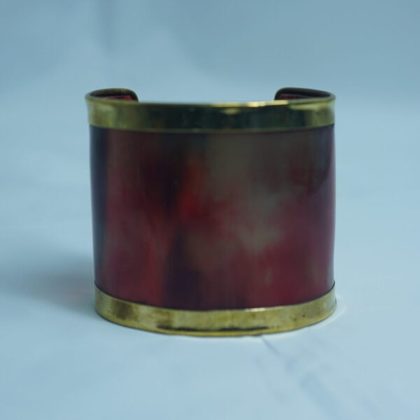 Vintage Red Horn & Brass Cuff Bracelet – Handmade Tuareg Style