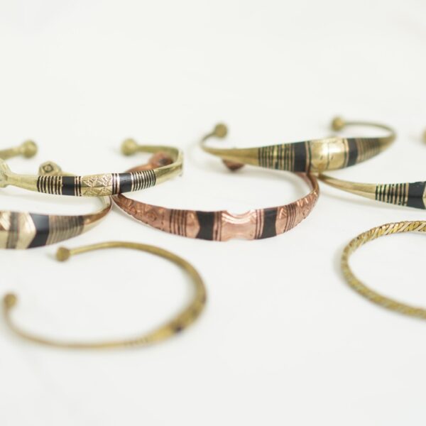 Handcrafted Tuareg Brass & Copper Cuff Bracelets – Tribal Berber Jewelry Set