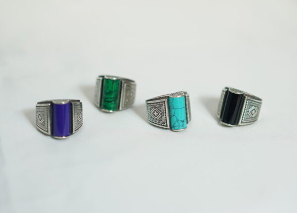 Bold Amazigh Signet Ring with Semi-Precious Stones – Strength in Heritage