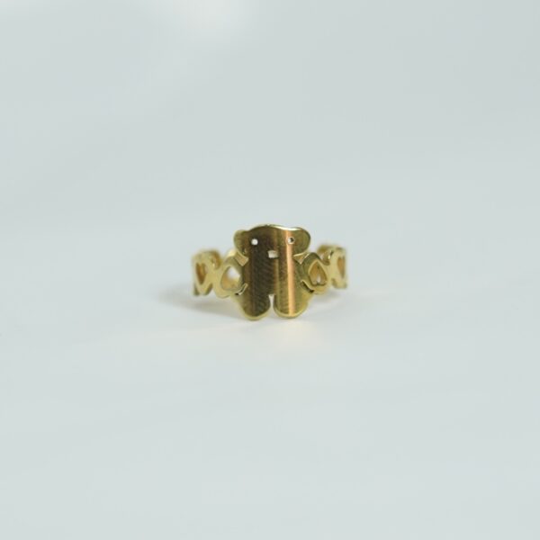 Adjustable Gold Bear Ring – Cute Teddy Design with Heart Cutouts