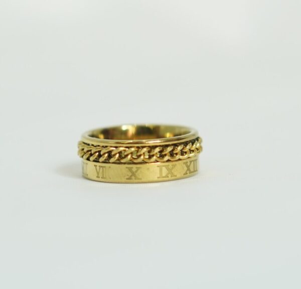 Men’s Roman Numeral Spinner Ring – Stainless Steel Chain Band