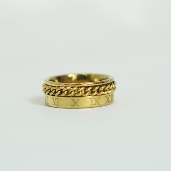 Men’s Roman Numeral Spinner Ring – Stainless Steel Chain Band