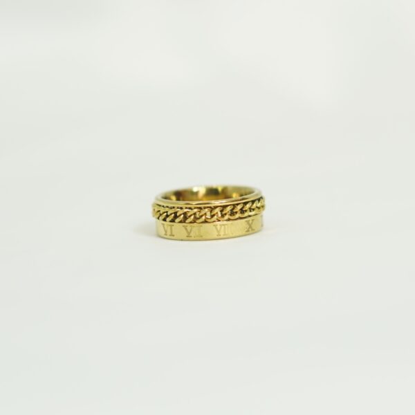 Men’s Roman Numeral Spinner Ring – Stainless Steel Chain Band
