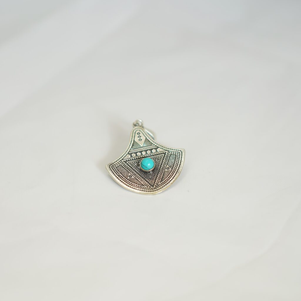 Handcrafted Moroccan Berber Pendant with Sky Blue Stone