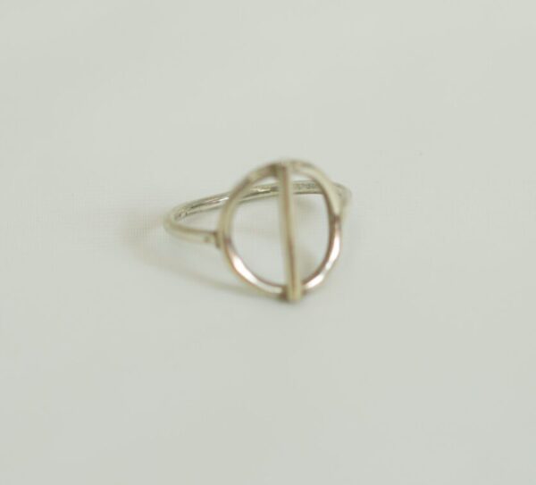 Minimalist Silver Ring – Handmade Geometric Circle Bar Ring