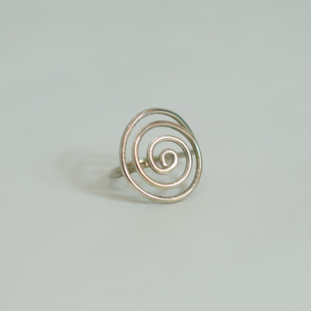 Handcrafted Spiral Sterling Silver Ring – Minimalist Tribal Design