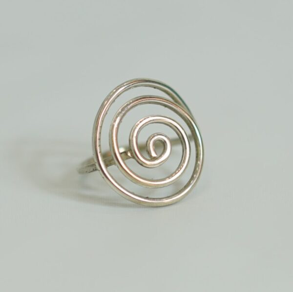 Handcrafted Spiral Sterling Silver Ring – Minimalist Tribal Design