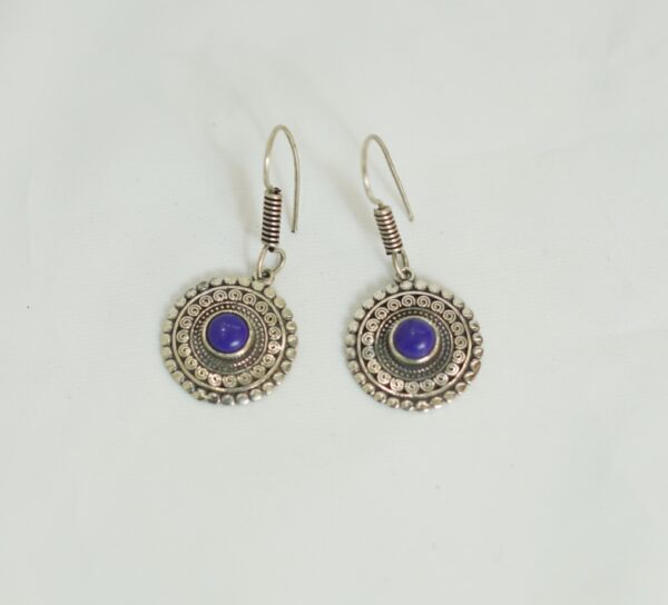 Round Tuareg Earrings with Purple Center – Tribal Ethnic Jewelry