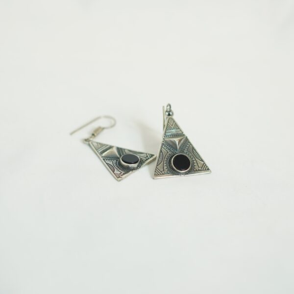 Triangle Tuareg Earrings with Black Onyx – Tribal Berber Jewelry