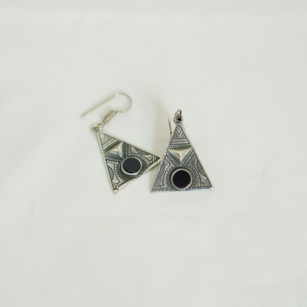 Triangle Tuareg Earrings with Black Onyx – Tribal Berber Jewelry