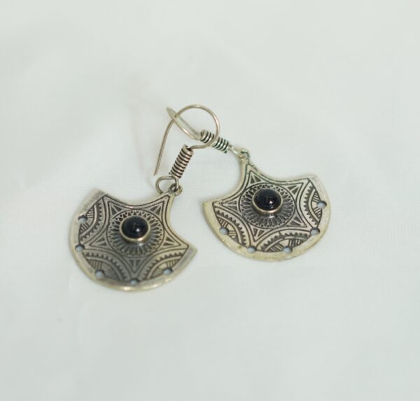 Tuareg Shield Earrings with Black Stone – Tribal Handcrafted Jewelry