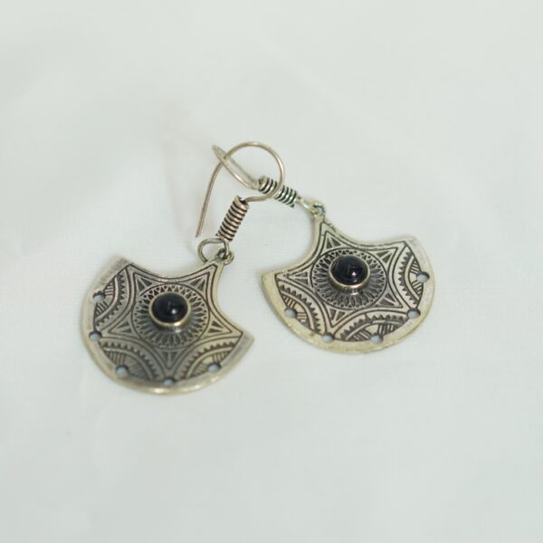 Tuareg Shield Earrings with Black Stone – Tribal Handcrafted Jewelry