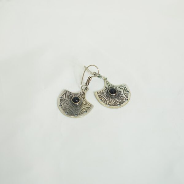 Tuareg Shield Earrings with Black Stone – Tribal Handcrafted Jewelry