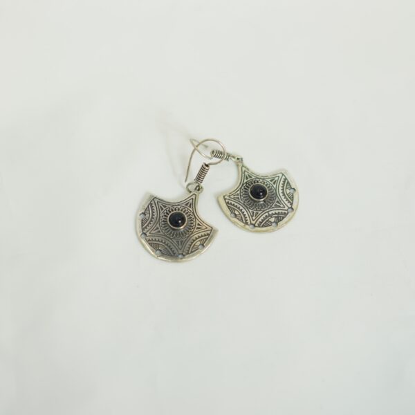 Tuareg Shield Earrings with Black Stone – Tribal Handcrafted Jewelry