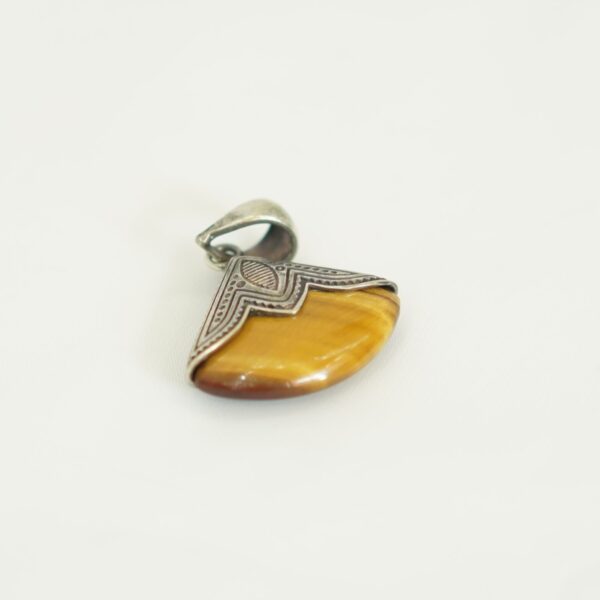 Handcrafted Tiger Eye Pendant with Berber-Inspired Silver Detailing